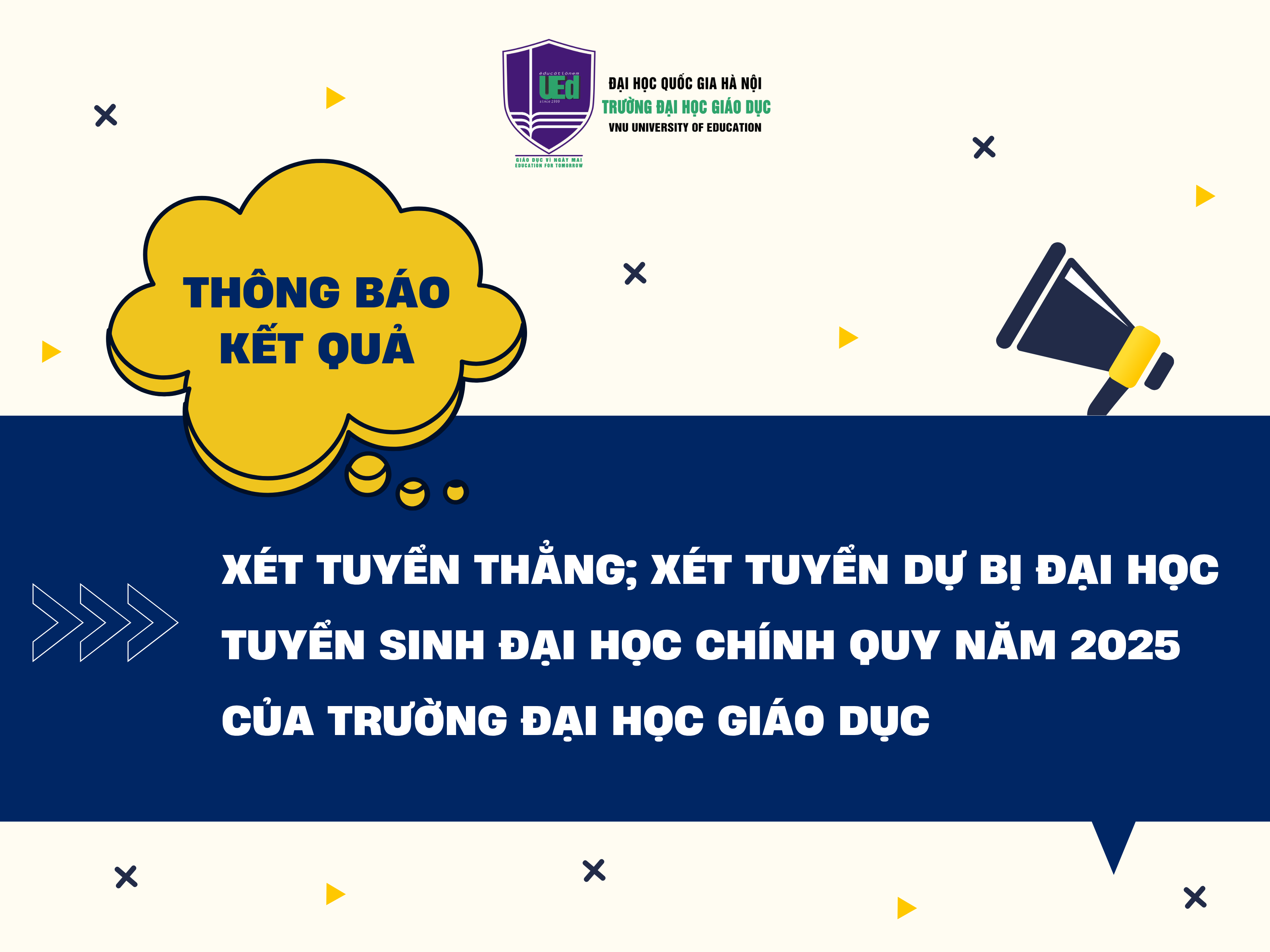 Thông báo kết quả xét tuyển thẳng; xét tuyển dự bị đại học tuyển sinh đại học chính quy năm 2025 của Trường Đại học Giáo dục