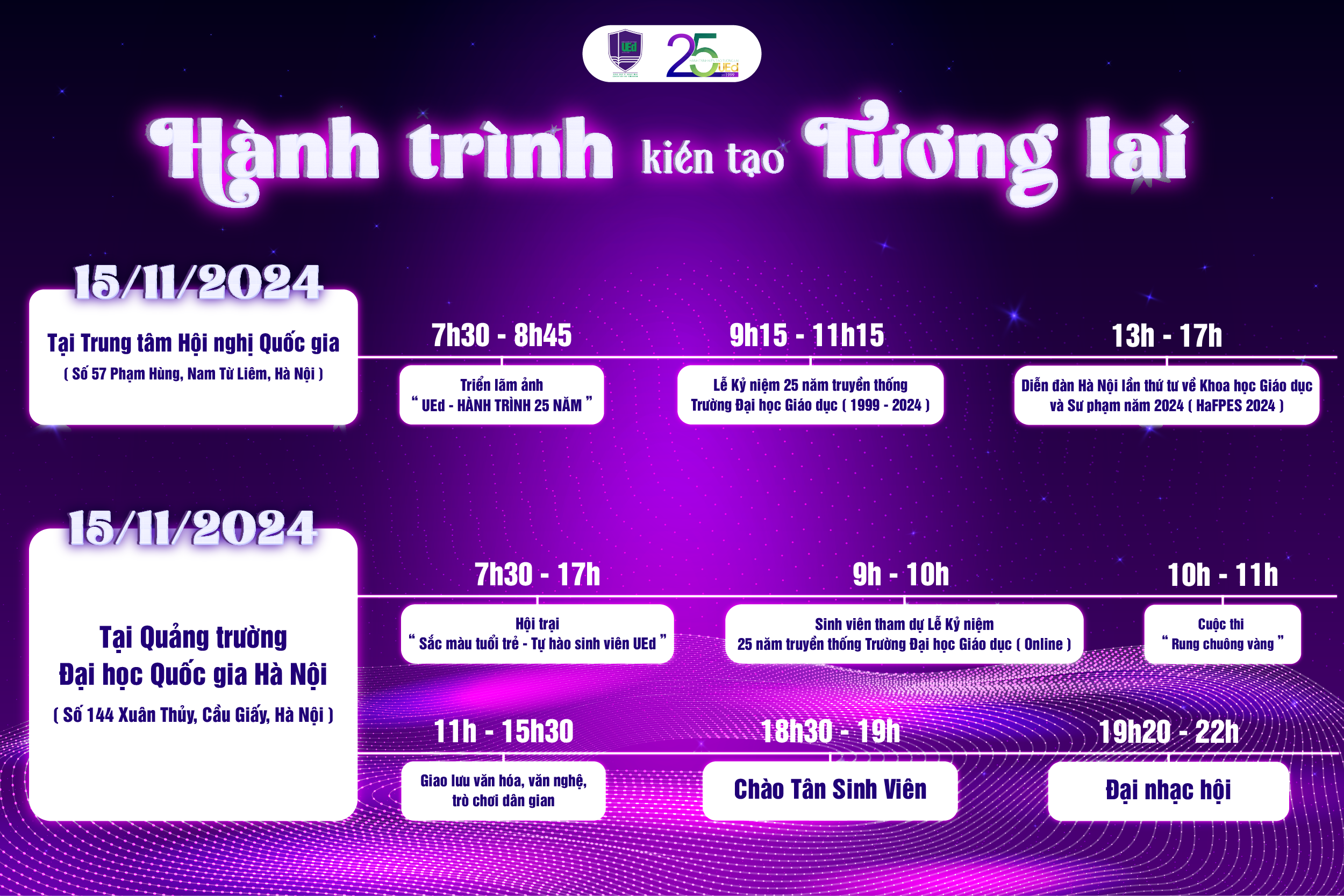Công bố thời gian các hoạt động sự kiện kỷ niệm 25 năm ngày truyền thống Trường Đại học Giáo dục – ĐHQGHN (1999 – 2024)